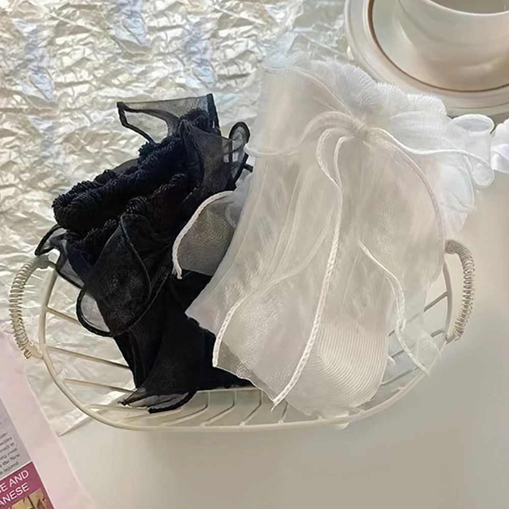 6 pares de calcetines de mujer sólido negro blanco Lolita encaje volantes calcetines verano fino estilo japonés Kawaii dulce niñas calcetines cortos
