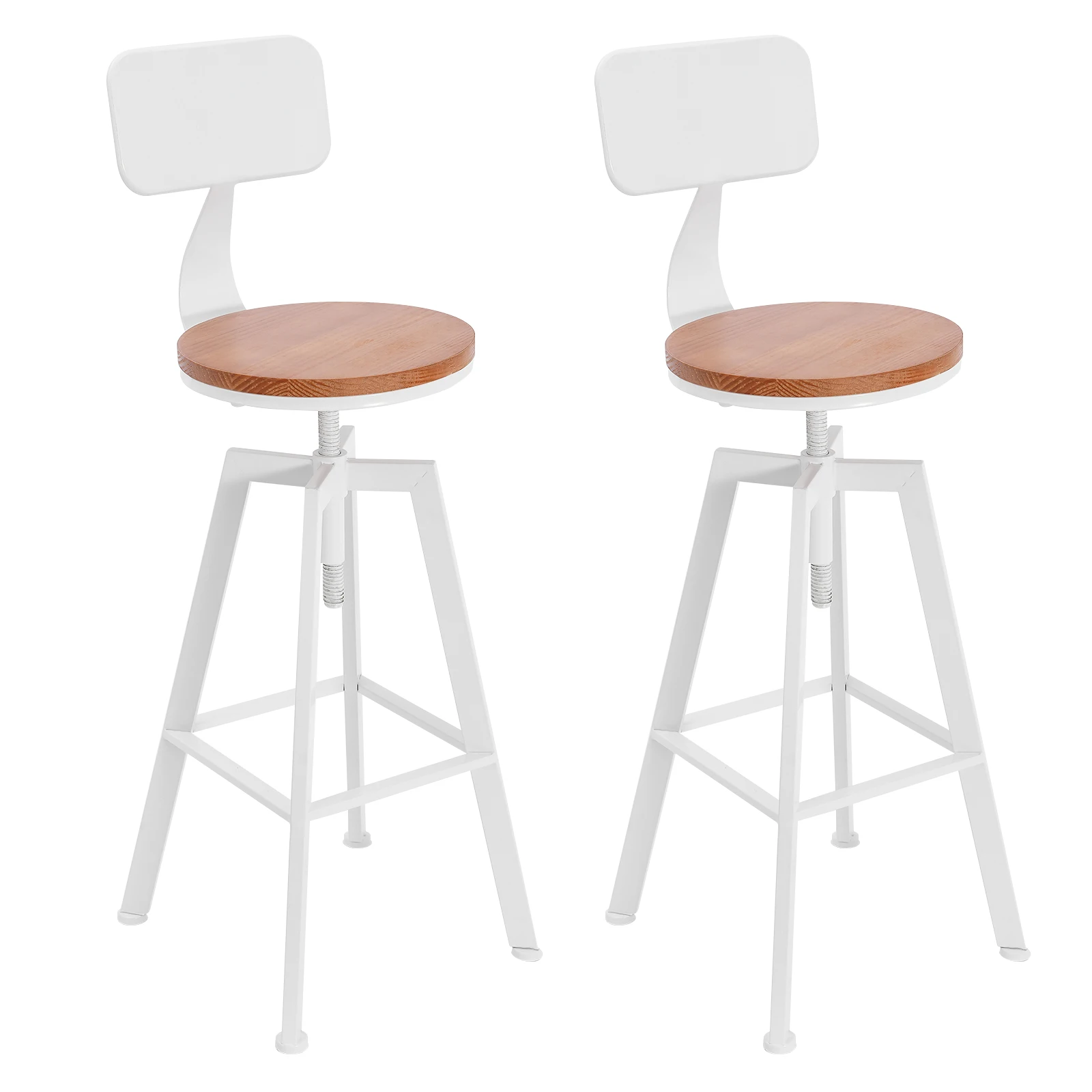 Conjunto de bancos de bar par de bancos de bar de ferro forjado branco com encosto de altura ajustável bancos modernos