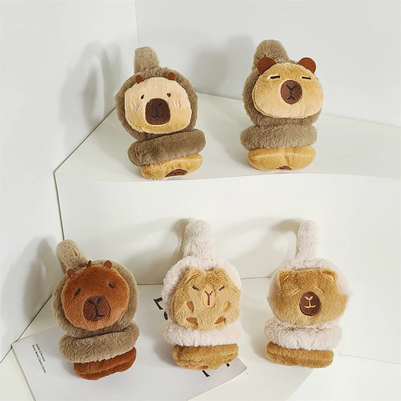 ฤดูหนาวหนา Capybara Guinea Pig Plush Ear Muffs นักเรียนขี่จักรยานกลางแจ้ง Warm Windproof เย็นหูอุ่น Plush Earmuffs