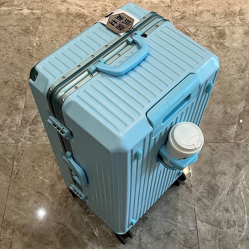 Grande Capacidade Bagagem de Viagem com Moldura De Alumínio, Mala com Suporte De Copo, Pull Rod Caixa Combinada, 24 28 32"