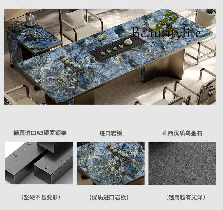 Modern simple rock slab tea table and chair combination Nordic home balcony tea table