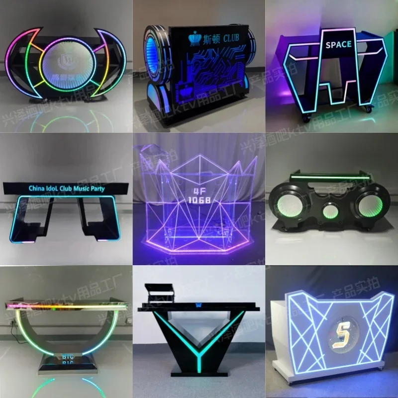 Bar DJ table DJing table KTV party room luminous colorful removable stainless steel acrylic LED DJing table