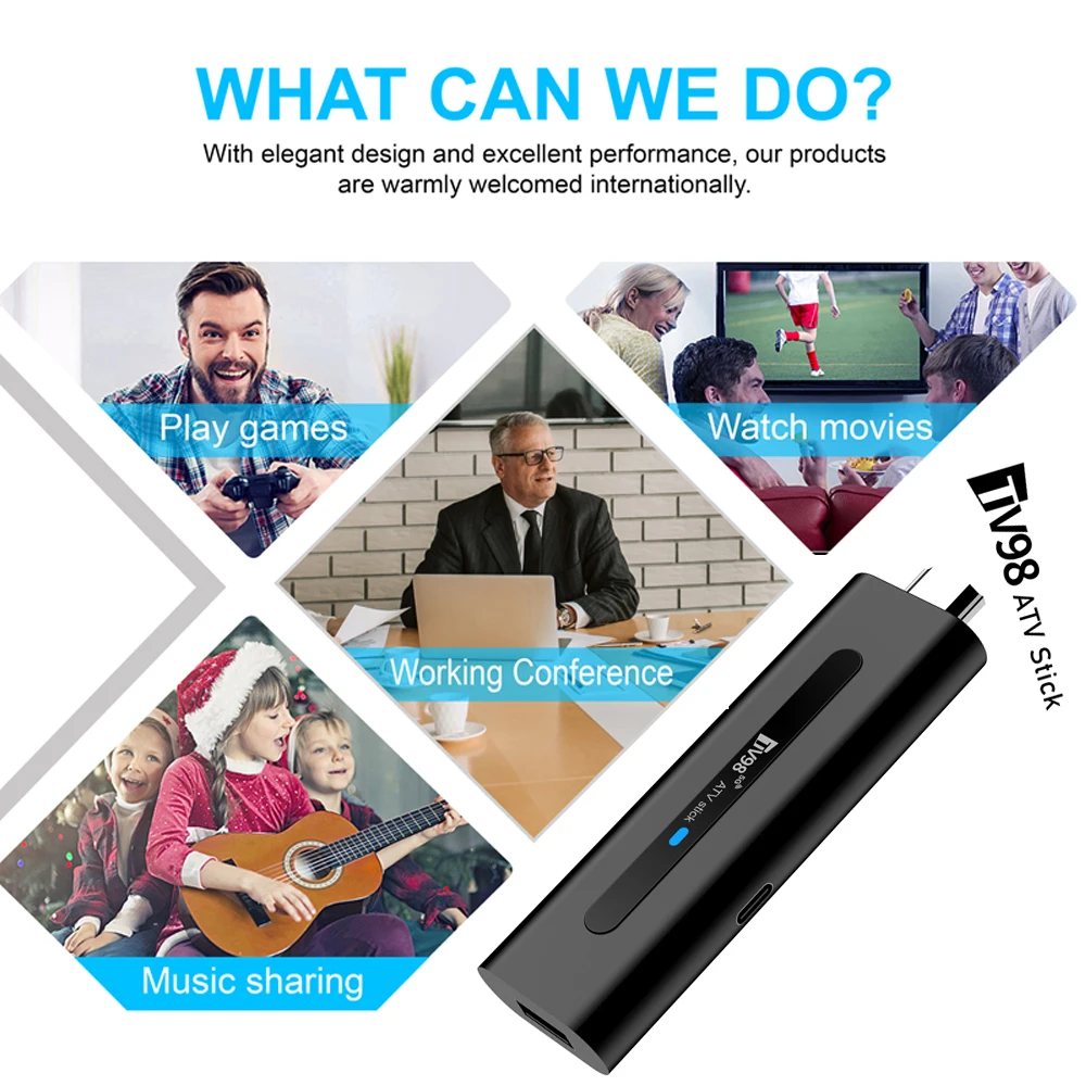TV98 ATV 8K Smart TV Stick Android 14 ATV Dual WiFi 2.4G 5G BT 5.0 Allwinner H313 Vedio Decoding HDR10+ Set Top Box Media Player