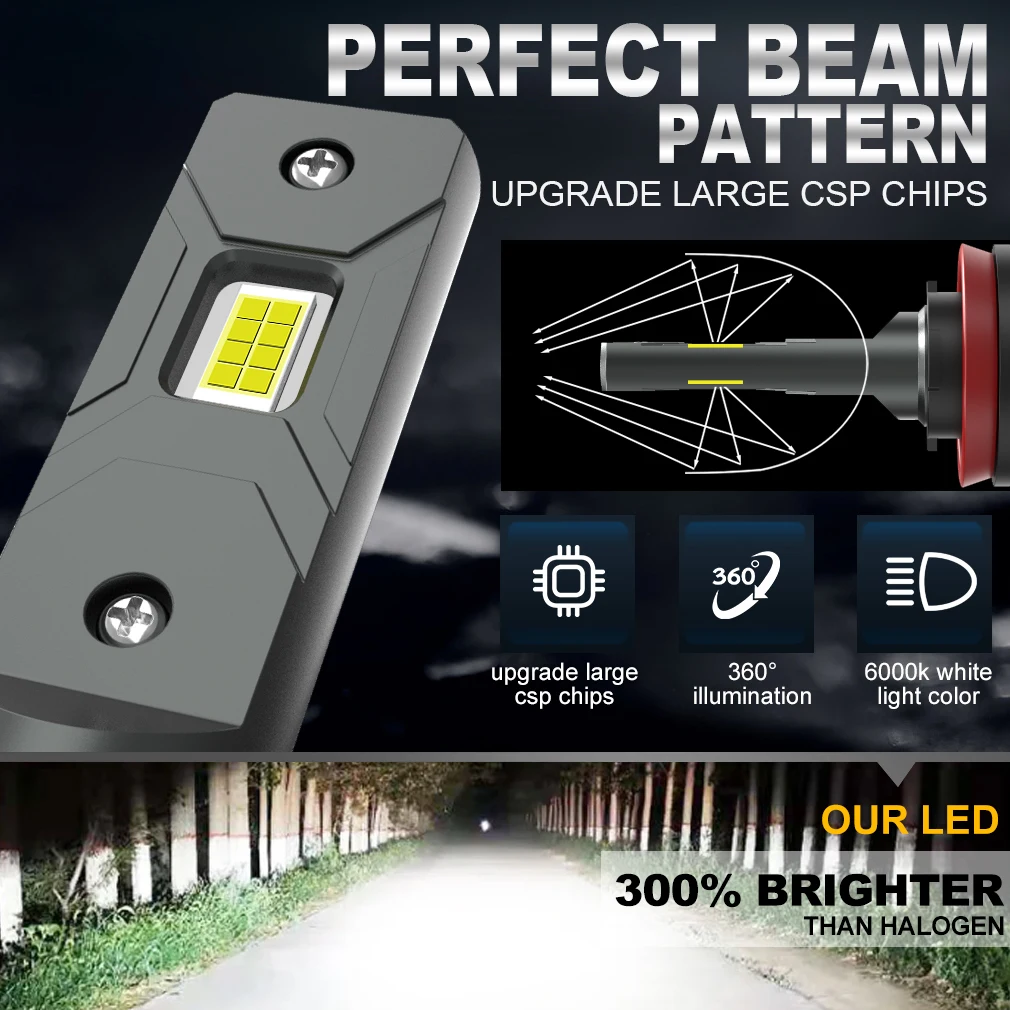XSTORM H8 H11 LED Bulb 9005 HB3 9006 HB4 H27 880 881 Headlight Fog Light Canbus Mini 50W 20000LM CSP for Car White 12V Auto Lamp