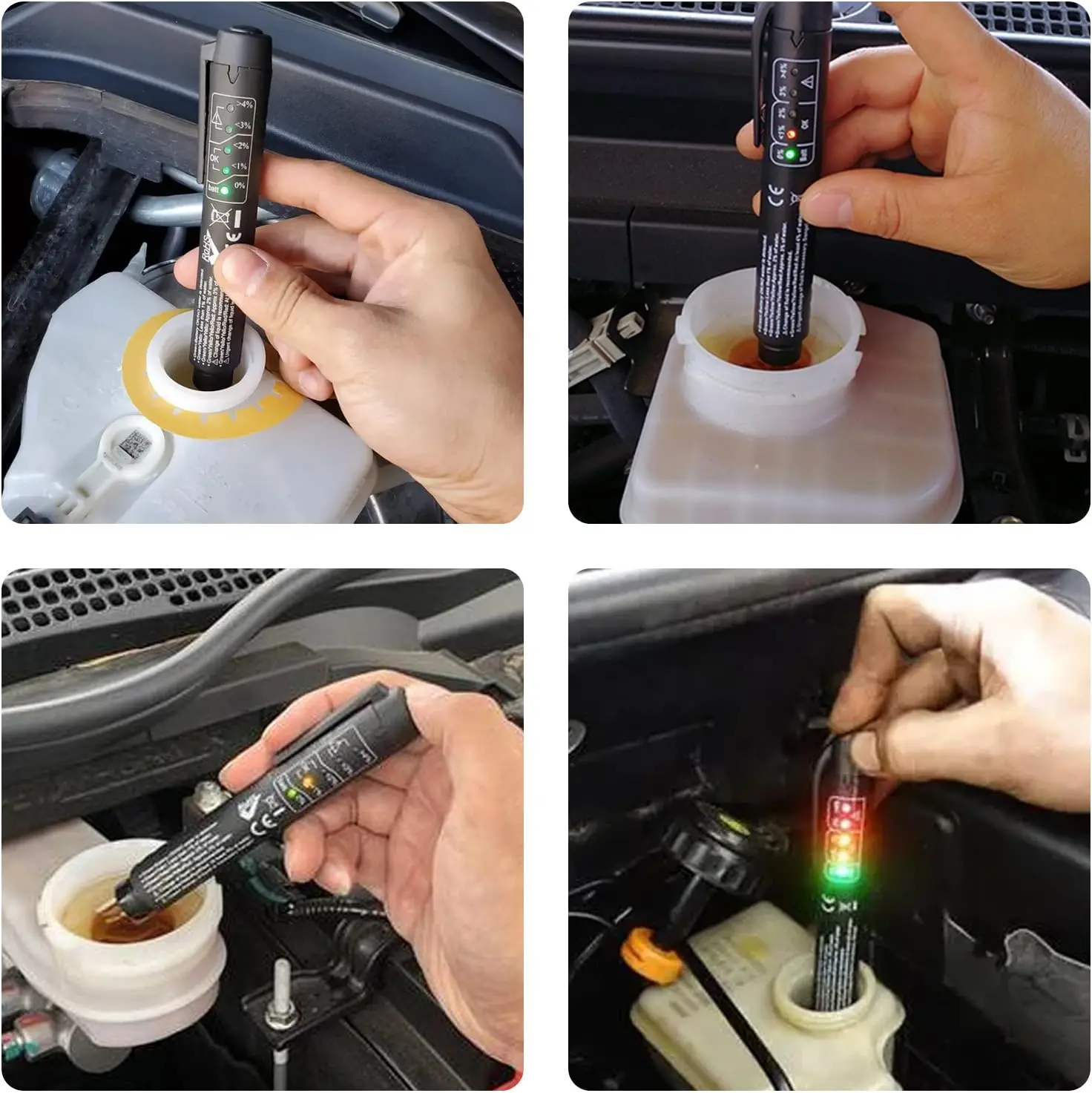 Pluma de prueba de líquido de frenos, herramienta de prueba de diagnóstico de frenos automático, analizador de humedad de aceite de fluido hidráulico con 5 luces indicadoras