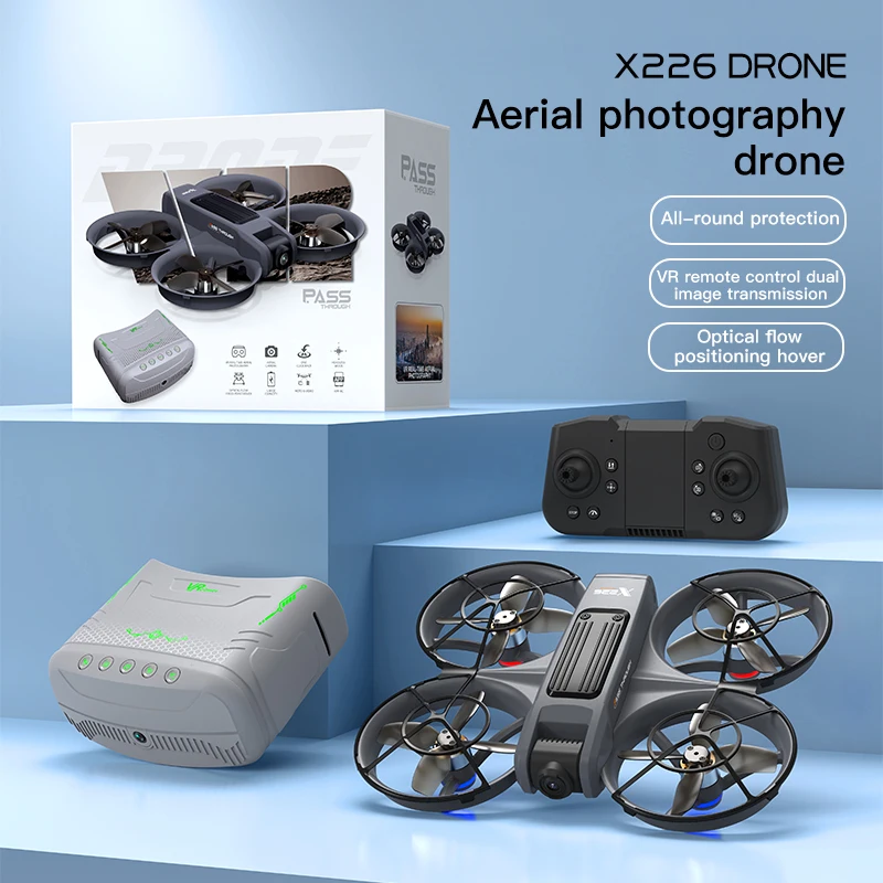 Novo x226 mini drone rc com câmera dupla profissional 8k hd 6 eixos modo sem cabeça 360 voar remoto quadcopter meninos crianças presente drones