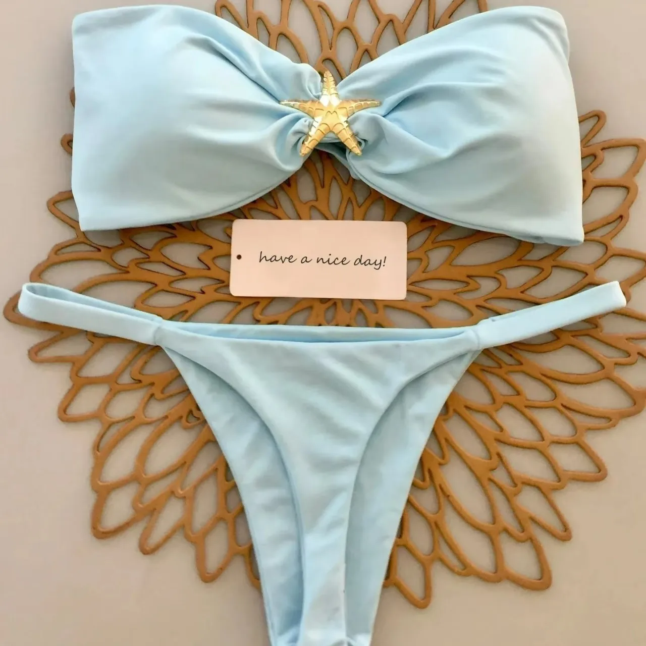 Maillot de bain fendu sans bretelles, couleur unie, bikini sexy pour femmes