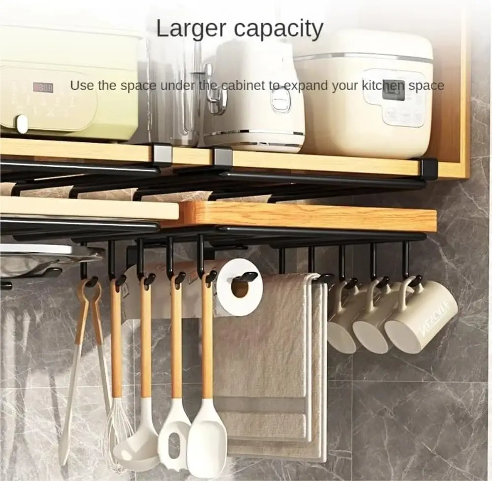 Ganci per rack per organizer da cucina sotto l'armadio, asciugamani di carta, stracci, tagliere, supporto per coperchio, ripiano portaoggetti
