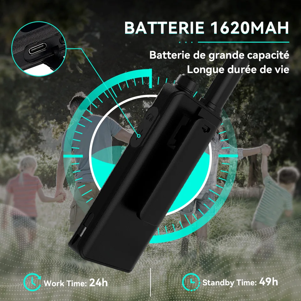 Retevis B63S (3e génération RT622) talkie-walkie 2 pièces avec écran LCD talkie-walkie Ultra-fin sans licence Type C pour Camping randonnée