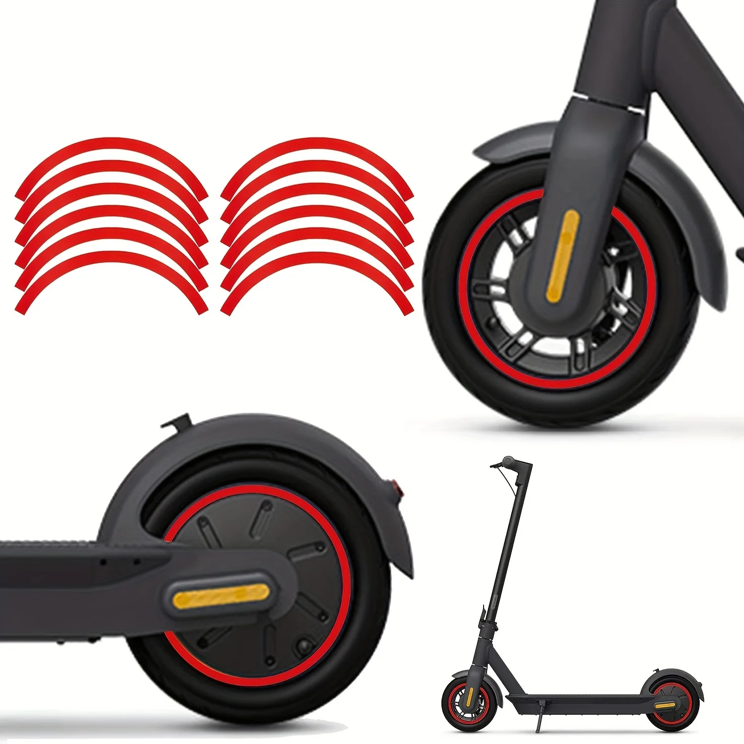 Autocollants réfléchissants pour Scooter électrique Ninebot Max G30, 10 pièces, autocollants imperméables pour roues réfléchissantes