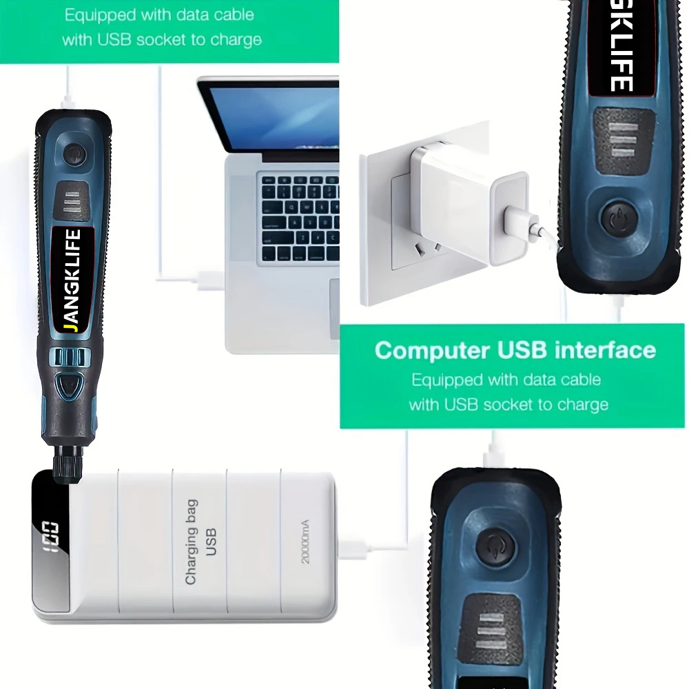 USB ไร้สายโรตารี่ชุดเครื่องมืองานไม้แกะสลักปากกา DIY สําหรับเครื่องประดับแก้วโลหะมินิไร้สายเจาะ