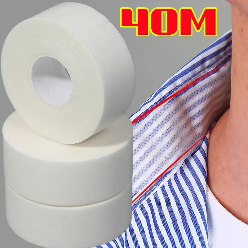 Adesivos descartáveis autoadesivos para colarinho, 8/40m, mulheres, homens, chapéu, camisa, forro de pescoço, almofadas, fita transparente, absorvente, remoção de suor