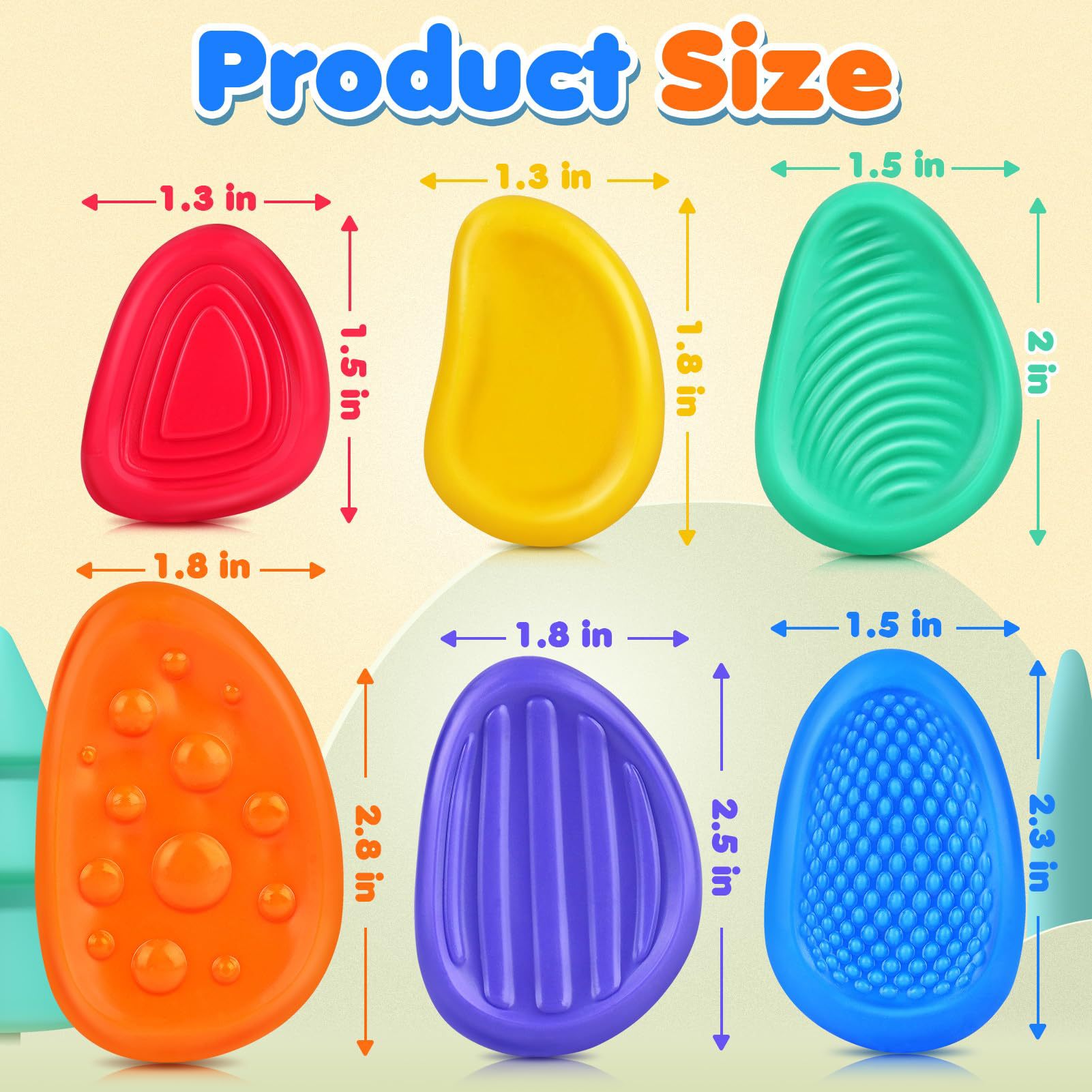 Brinquedos fidget adultos sensoriais pedra de silicone 6 pacote texturizado para autismo crianças calmante brinquedos de alívio do estresse