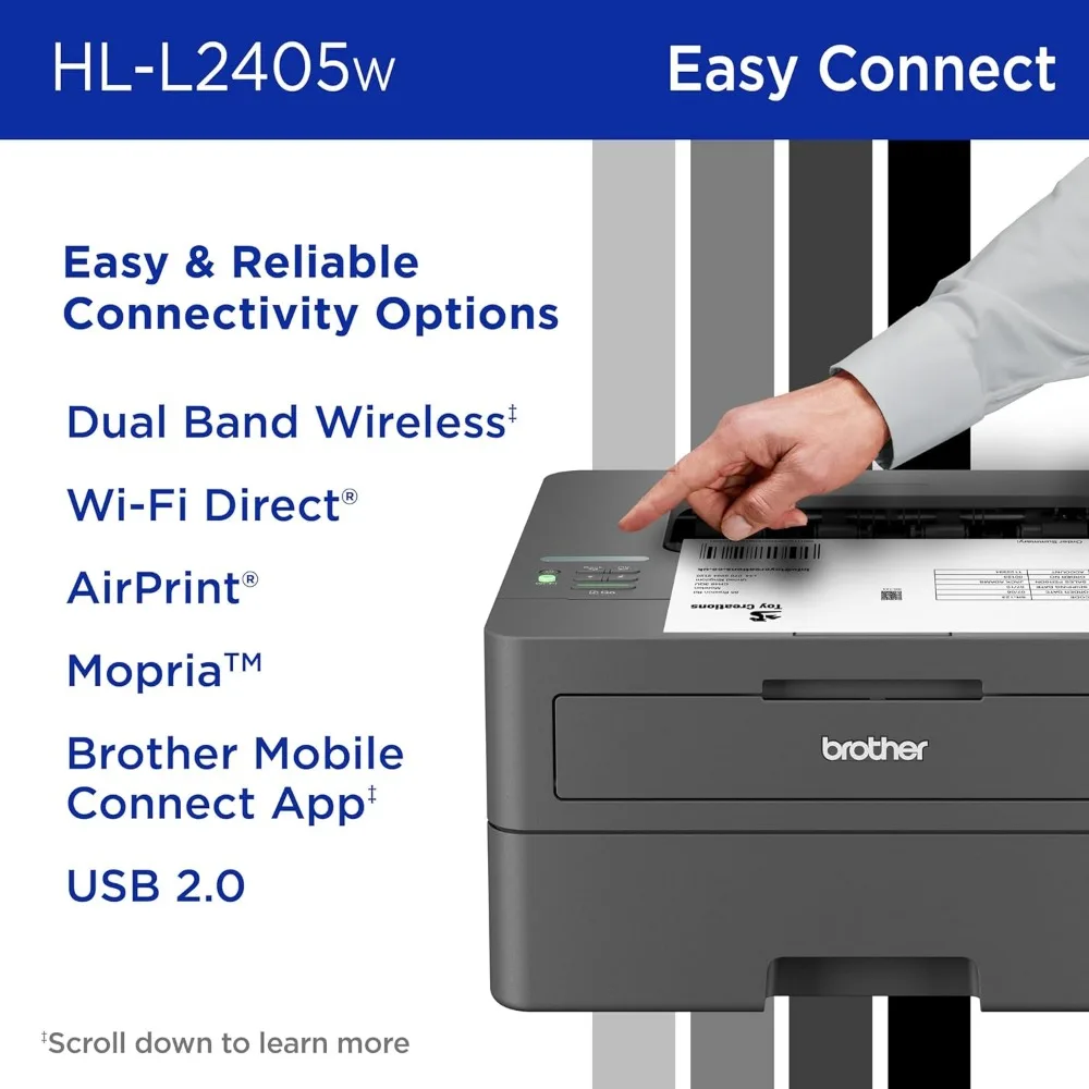 HL-L2405W Wireless Compact Monochrome Laser Printer with Mobile Printing, Black & White Output