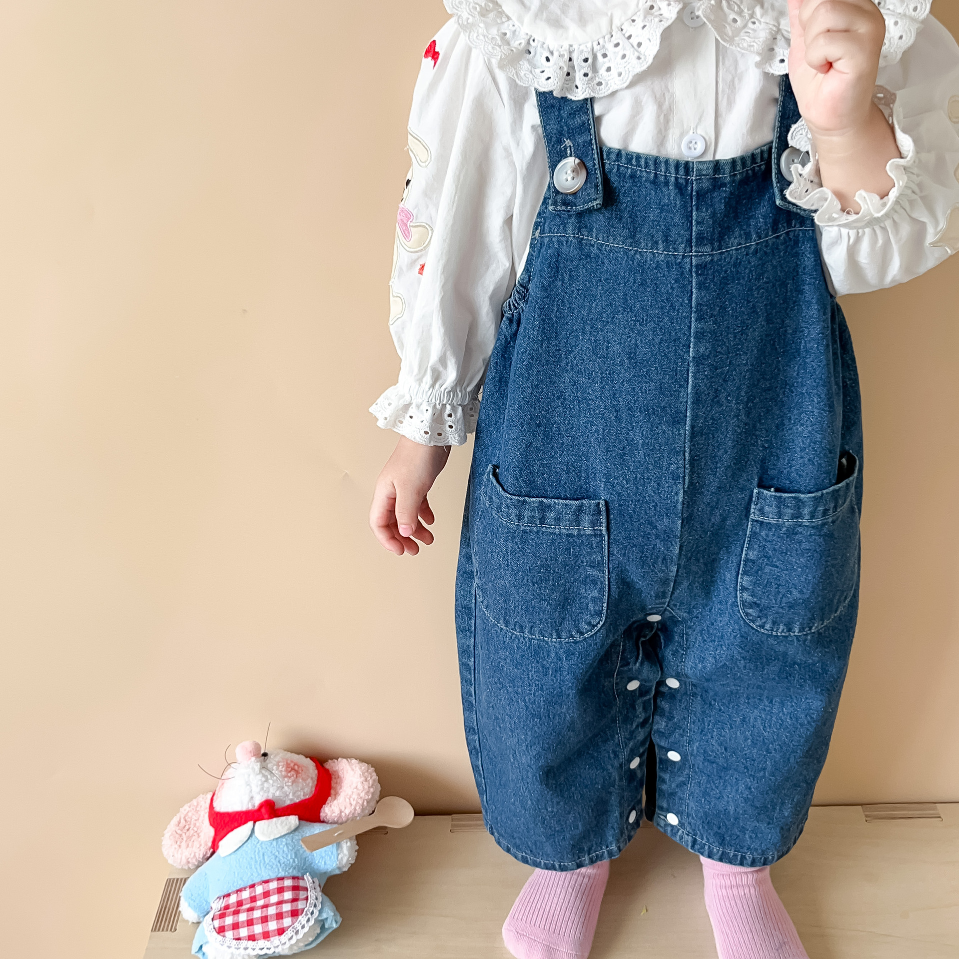 2025 autunno nuova neonata senza maniche tuta di jeans ragazza del bambino carino orecchio di coniglio tuta infantile pagliaccetto abbigliamento per bambini 0-24M