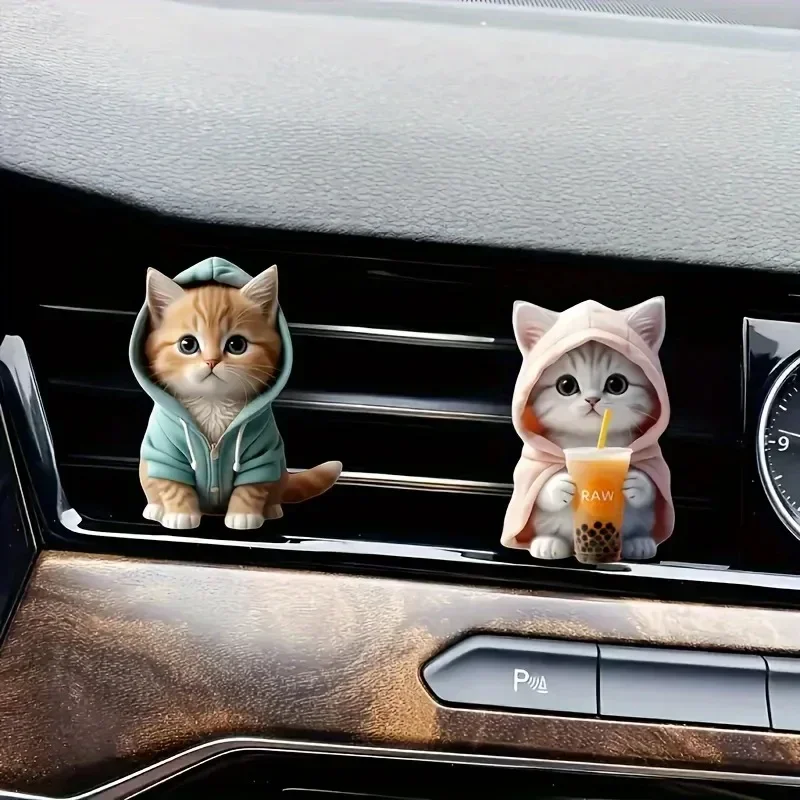 1PC パーカー子猫完成品換気クリップ車の装飾アロマトリートメントアクリルアクセサリー