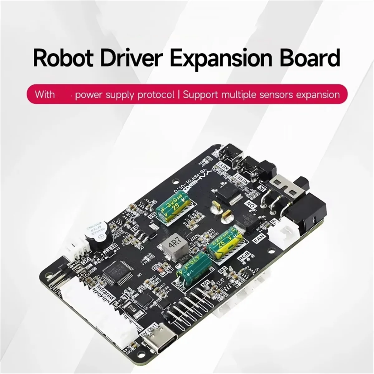 Para raspberry pi 5 robô kit de placa de acionamento de expansão com sensor servo motor controlador de acionamento de quatro rodas motor de direção-lite