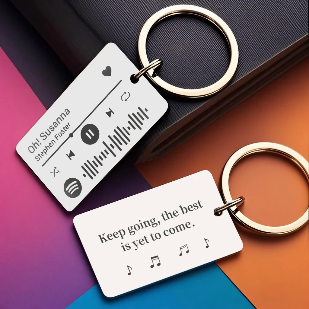 Personalizado código spotify chaveiro gravado música bênçãos titular chaveiro de aço inoxidável presente para casal p037q