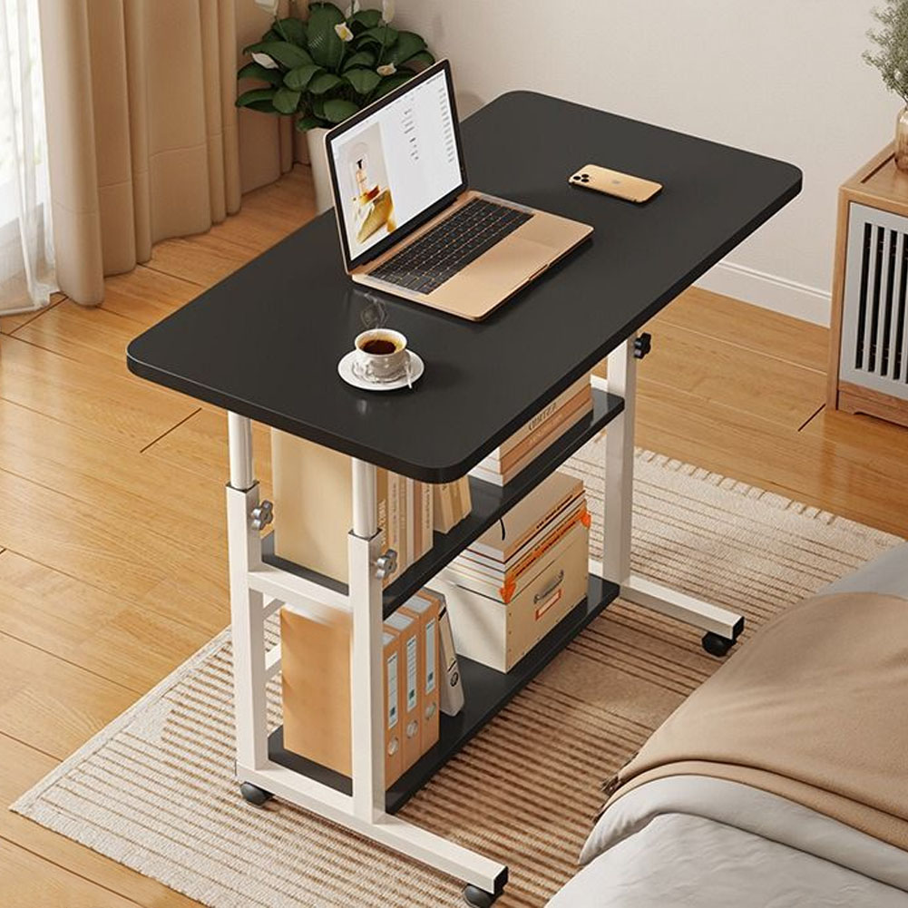 Bedroom Dormitory Movable Bedside Laptop Table Height Adjustable Bedside Table With Wheels Desk Tray Table