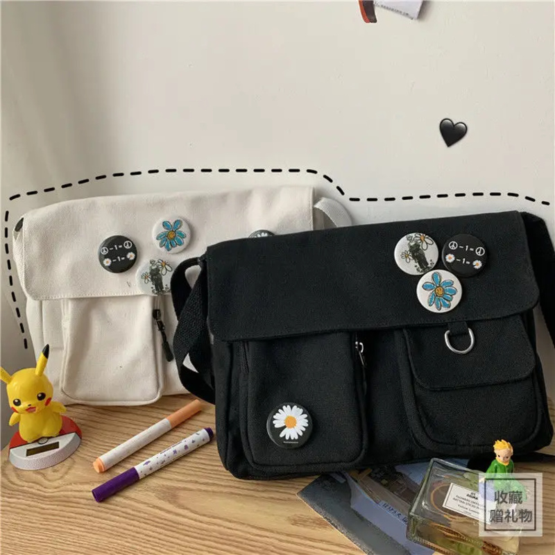 Damska urocza i wszechstronna płócienna młodzieżowa torba na ramię Studentka o dużej pojemności