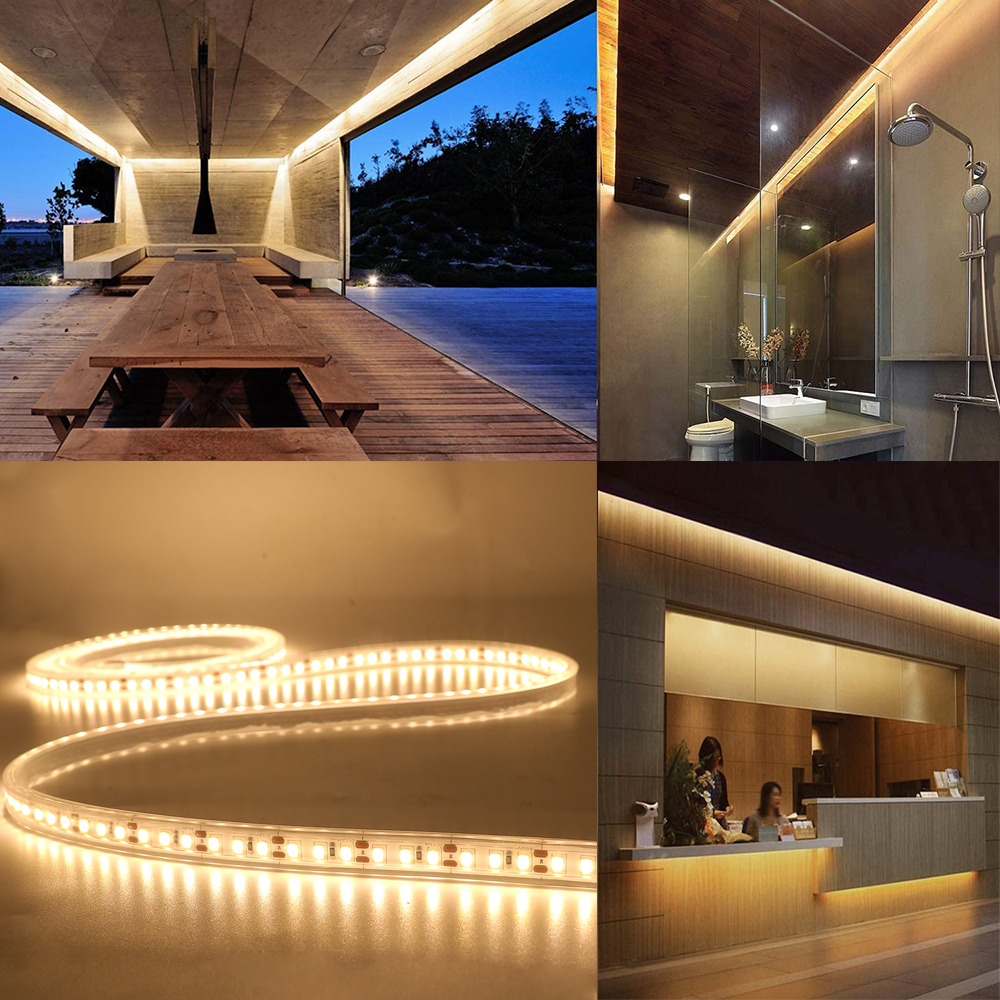 12V ไฟ LED Strip IP68 กันน้ํา SMD2835 120 LEDs/M LED เทปริบบิ้นยืดหยุ่นสีขาว/อบอุ่นสีขาว 2PIN สายไฟ LED สําหรับ Home