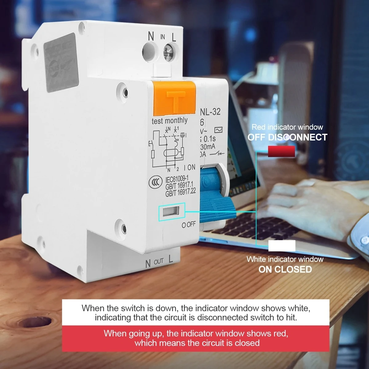 Disyuntor residual de 230V 1P+N con protección contra fugas de corriente sobretensión y corta RCBO MCB
