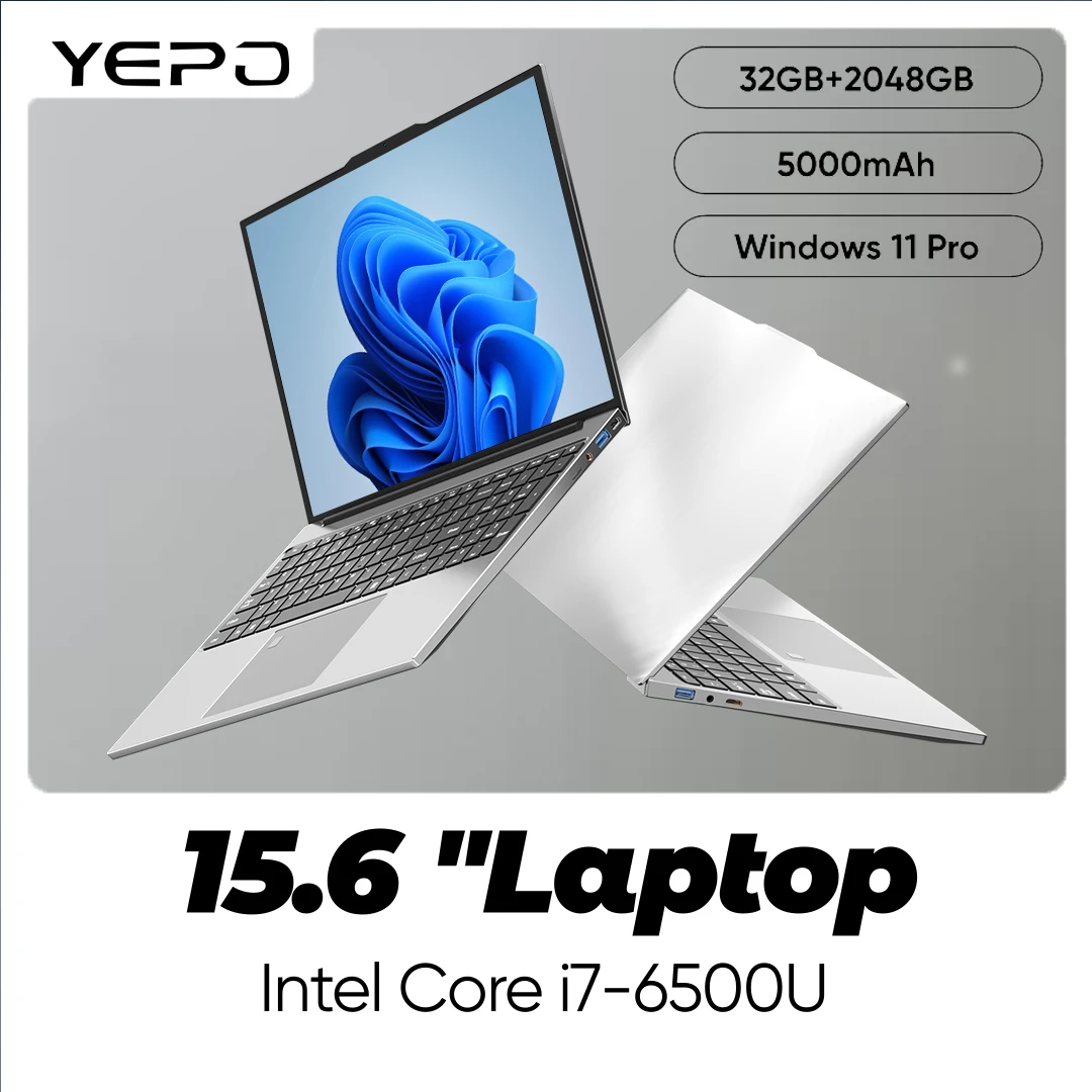 2025년형 인텔 코어 i7-6500U 15.6인치 노트북 32GB 램 2048GB SSD ROM 5000mAh 윈도우 11 프로 게이밍 노트북 사무용 학습용 PC