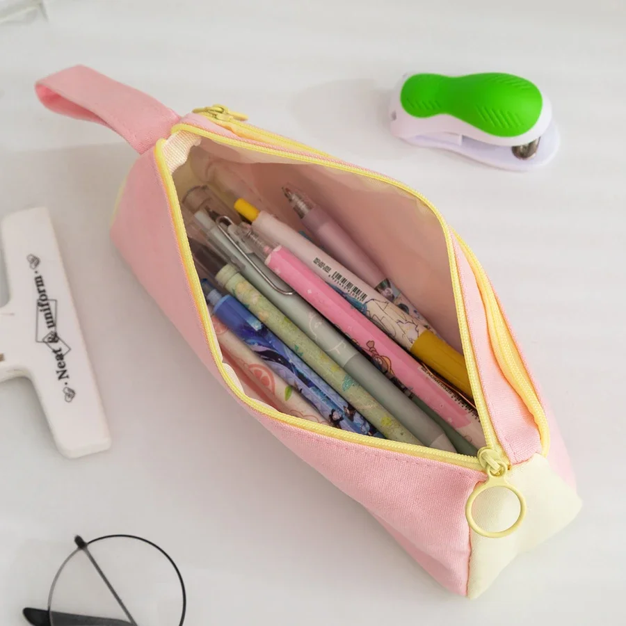 Koreanische Student Stift Fall Taschen Nette Schreibwaren Tasche Ebene Große Kapazität Einfache Stift Fall Taschen Mittelschule Schreibwaren Box