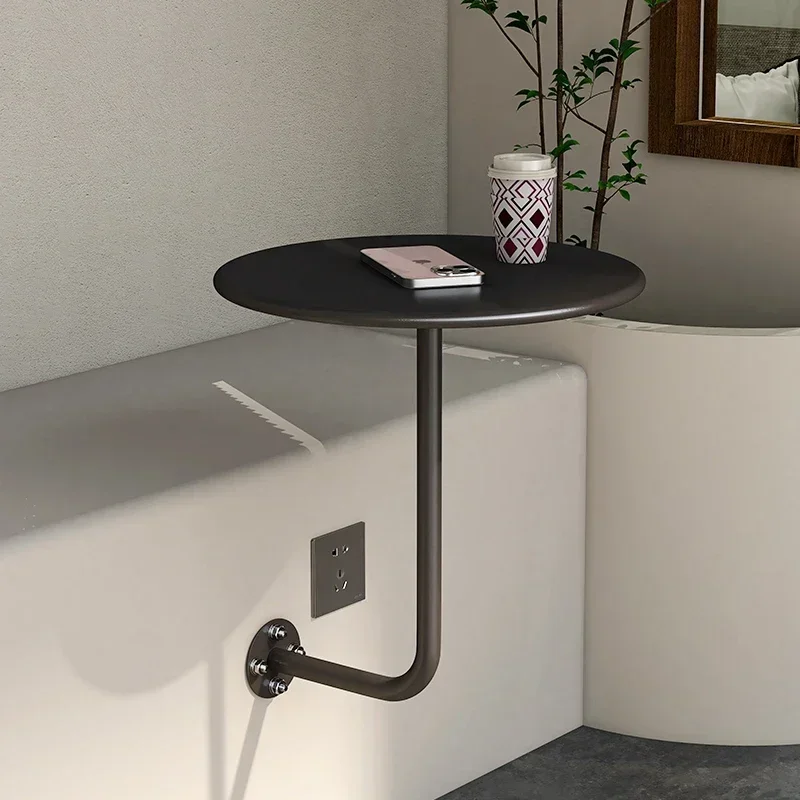 Industrial Style Against Wall Coffee Table Milk Tea Shop Wall Hanging Metal Table Space Saving Dessert Desk Red Breakfast Tables