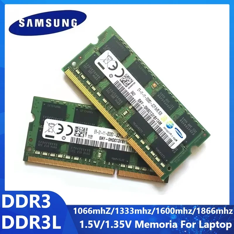 SAMSUNG Laptop RAM DDR3 DDR3L Speicher Ram 2GB 4GB 8GB SODIMM Notebook 1066MHz 1600MHz 1866MHz Hochleistungs-Speicher 1,35/1,5V