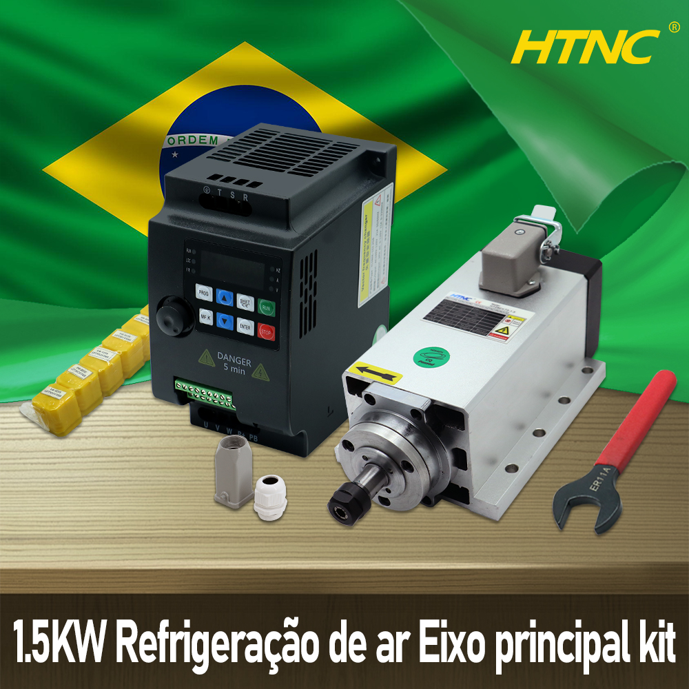 Novidade motor de eixo cnc 1.5kw 110v / 220v eixo er11 24000rpm + 1500w vfd 50/60hz + chave er11a + 9 peças pinça er11