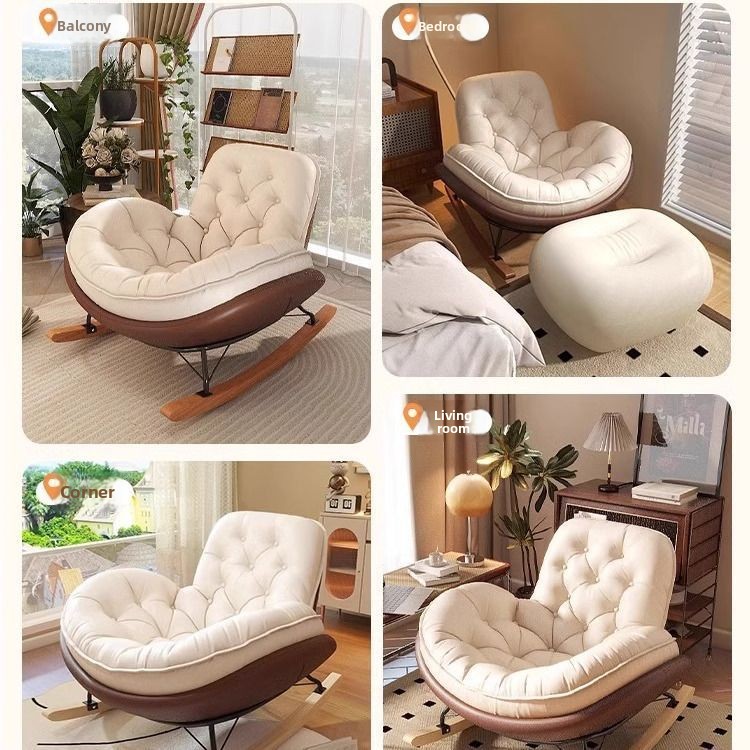 Modern, Penguin, Rocking Chair, Deck Chair, Balcony, Home, Leisure Chair Living Room, Light Luxury, Honeycomb, Pull Button, Lazy