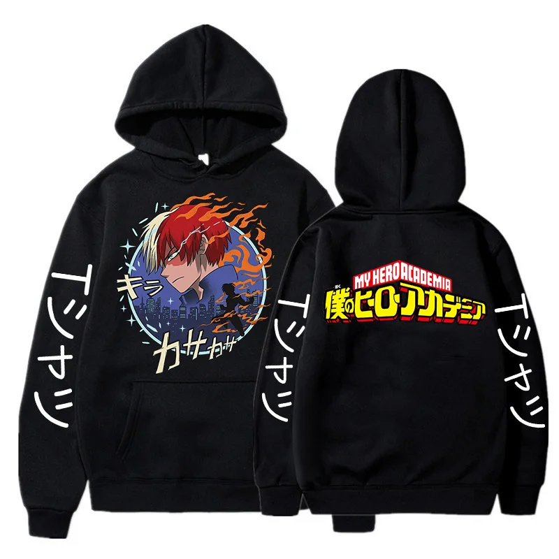 일본 애니메이션 My Hero Academia 그래픽 후드 만화 Boku No Hero Academia 고딕 Y2k streetwear 한국 스타일 스웨터