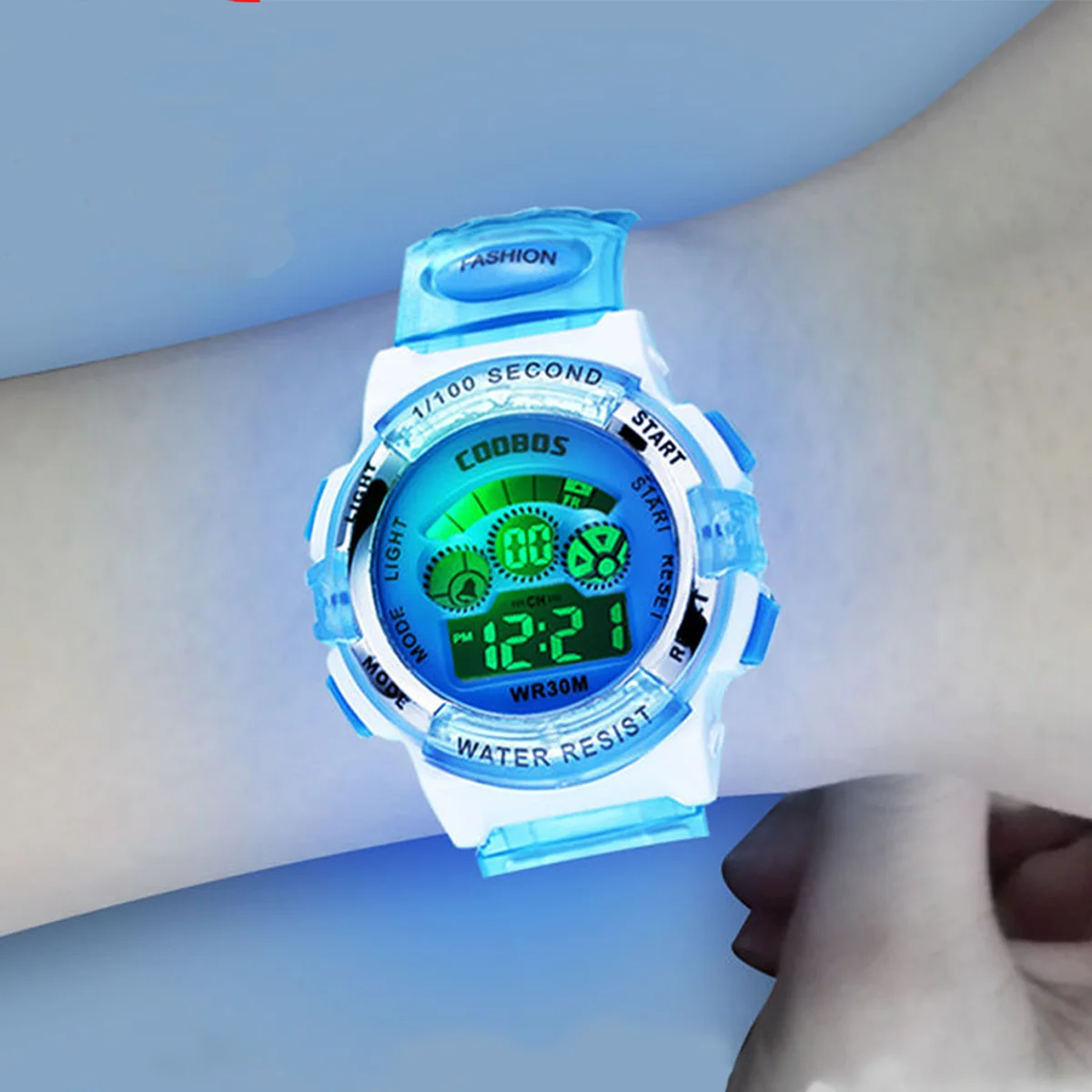 Relógios eletrônicos para crianças com mostrador luminoso, impermeável multi função, despertadores para meninos e meninas, cor Dial vida