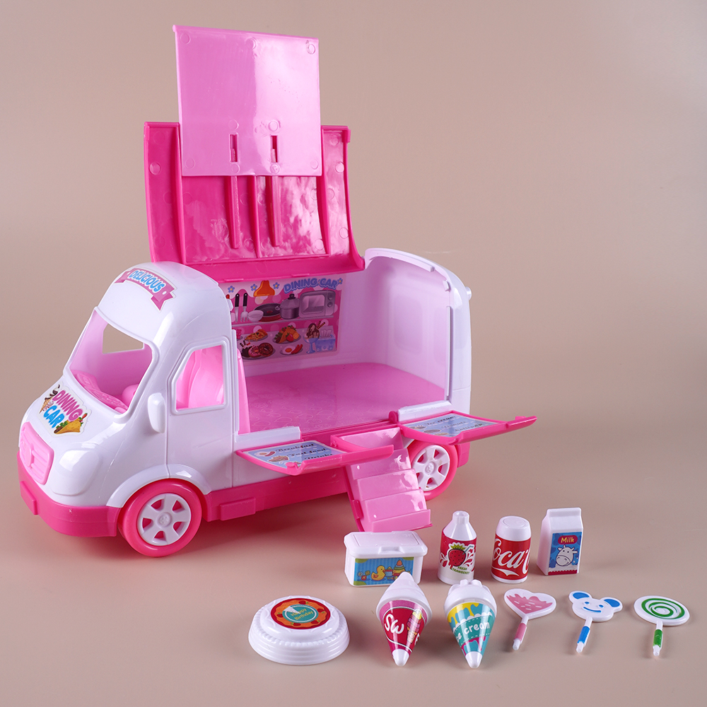 1:12 Casa delle bambole Camion dei gelati Lettino Simulazione Scena in miniatura Display Dessert Auto Letto a castello Bagno Cucina Giocattolo per ragazza