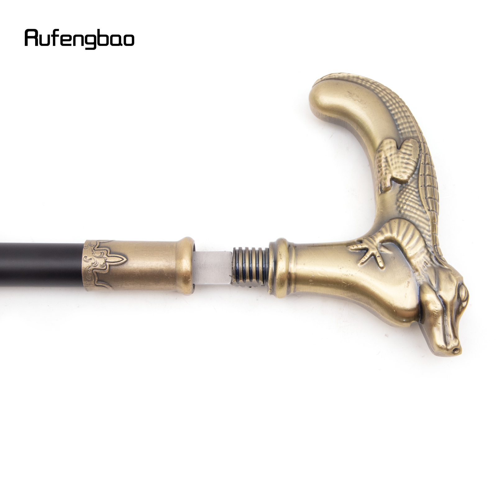 Kupfer Eidechse Gehstock mit versteckter Platte Selbstverteidigung Mode Rohr platte Cosplay Crosier Stick 89cm