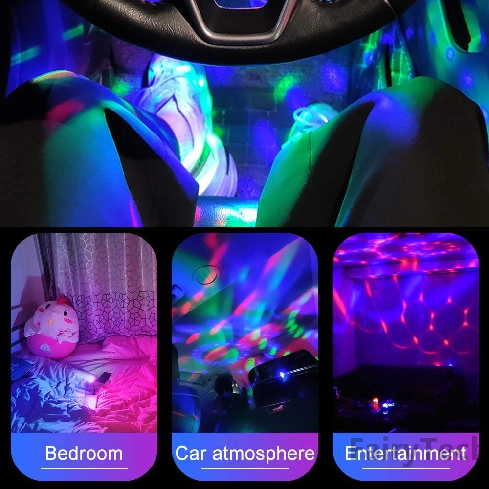 Oświetlenie DJ Sound Party Auto USB Mini Disco Ball Lights RGB Multi Color Car Atmosphere Room Decorations Lamp Magic Strobe Light