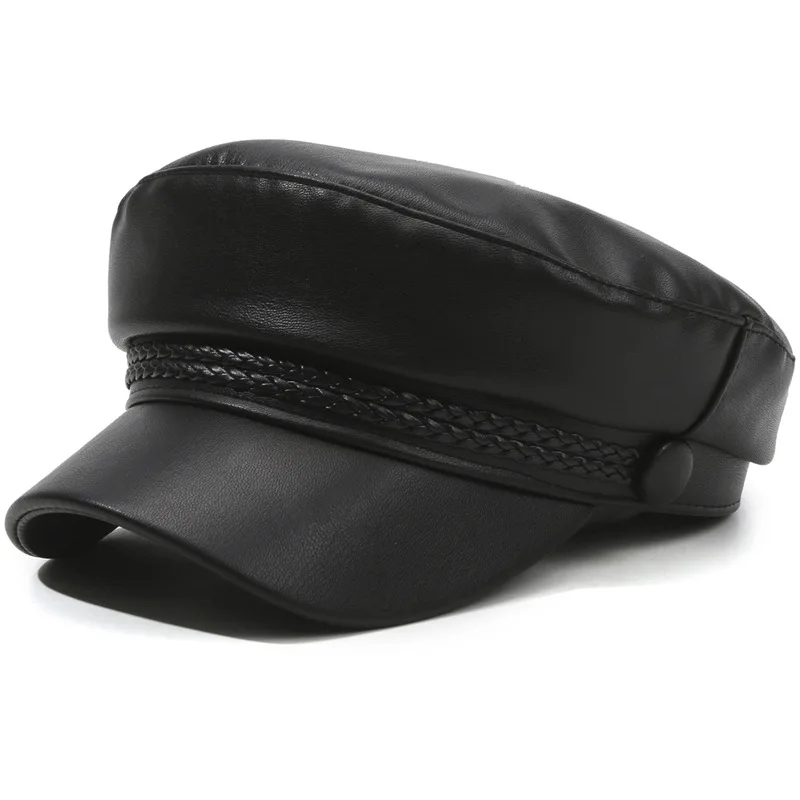 Spring and Autumn Versatile Beret Retro Flat Top Visor Small Face Black Painter Hat Fashion Hat Classic Versatile   Adjustable