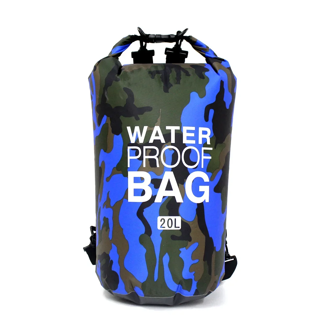 2/5/10/15/20/30L Camouflage Esterno Impermeabile Portatile Rafting Diving Sacchetto Asciutto Sacco Rivestito In PVC Borse da nuoto per il Trekking fluviale