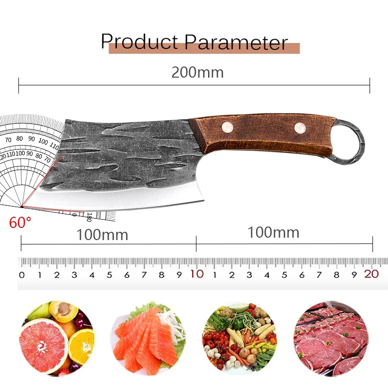 Geschmiedeter Edelstahl Ausbeinmesser Cutter Küche Metzger Werkzeug Tragbares Fleischbeil Obstmesser Obstmesser Edelstahl Obstmesser