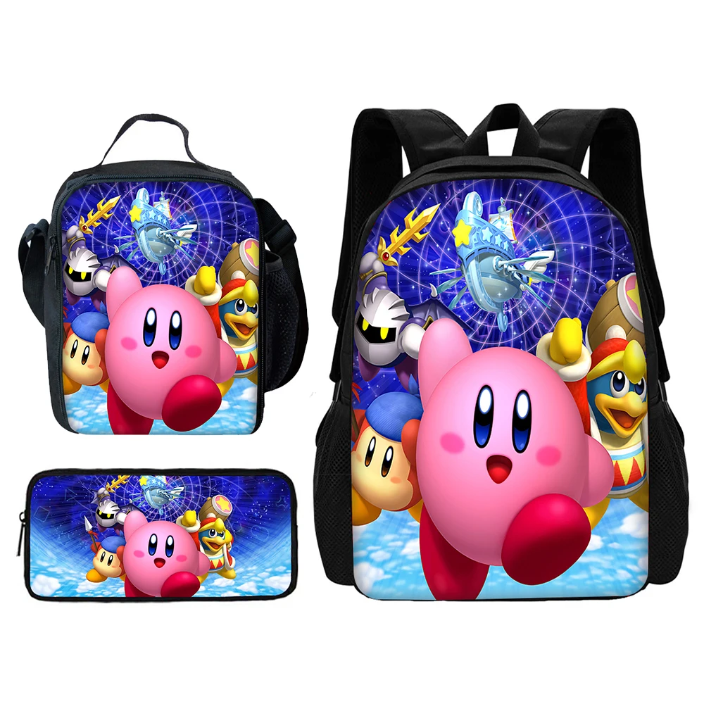 K-kirbys-ピンクのゲームバックパック、ランチバッグ、ペンシルバッグ、男の子と女の子のためのランドセル、ユニセックス、ベストギフト