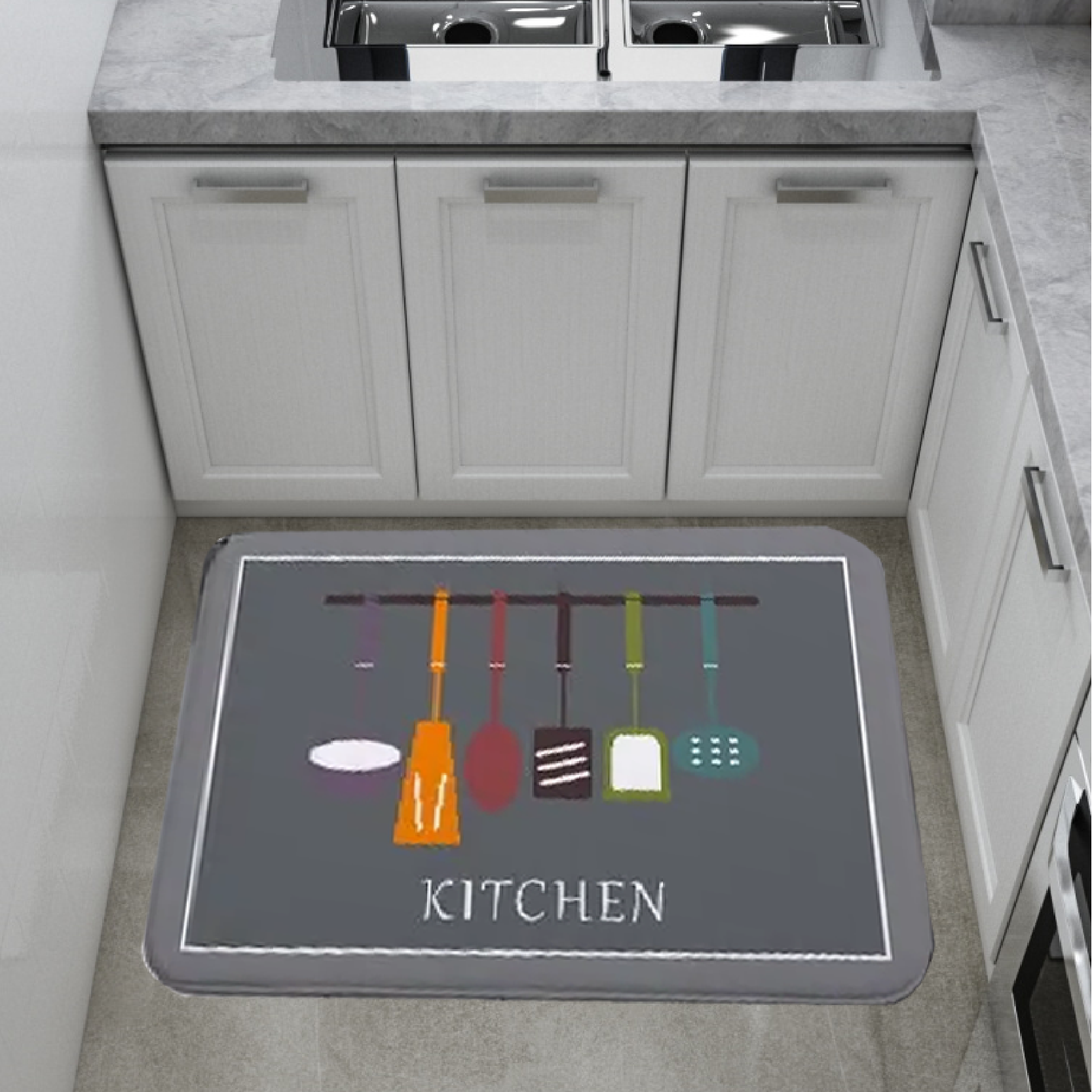 VIKAMA Kitchen Modern Minimalist Kitchen Printed Carpet Anti Slip Absorbent Easy Clean Foot Mat Home Decoration