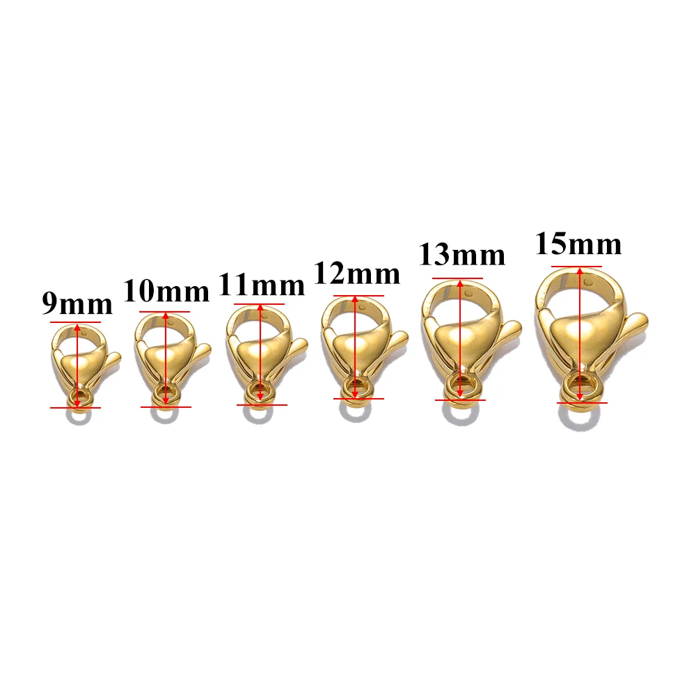25 pçs 18k ouro aço inoxidável lagosta fechos ganchos para diy colar pulseira correntes moda jóias fazendo descobertas suprimentos