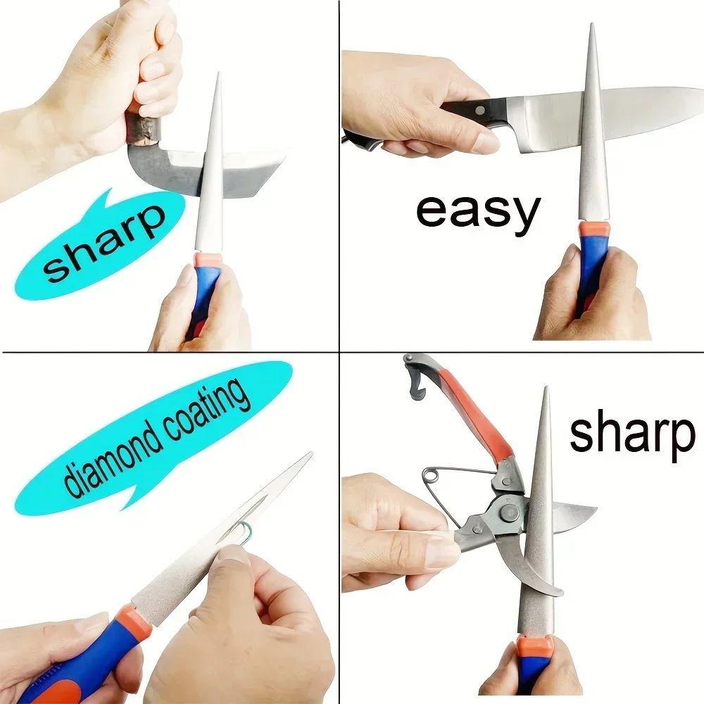 Diamond sharpening stone with one stone and two birds, double-sided flat and curved design, easy to grip handle Knife Sharpener