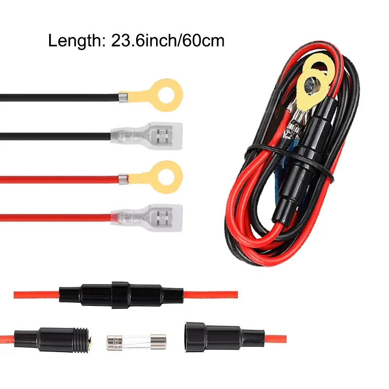 USB Charger Socket Cable 60cm Cigarette Lighter Wire Harness Connector Cord With 10A Fuse for Car Marine Motorcycle ATV RV Refit