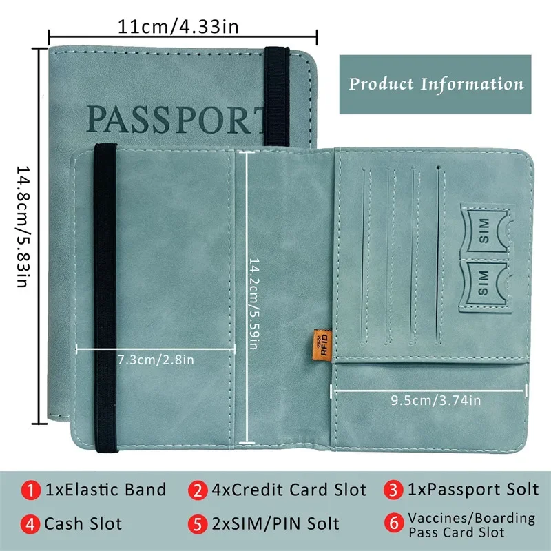 RFID Blocking ผู้ถือหนังสือเดินทางกระเป๋าสตางค์กระเป๋าเดินทางกระเป๋าสตางค์หนังสําหรับผู้ชายผู้หญิง Multi-Function ID Bank Card อุปกรณ์เสริม