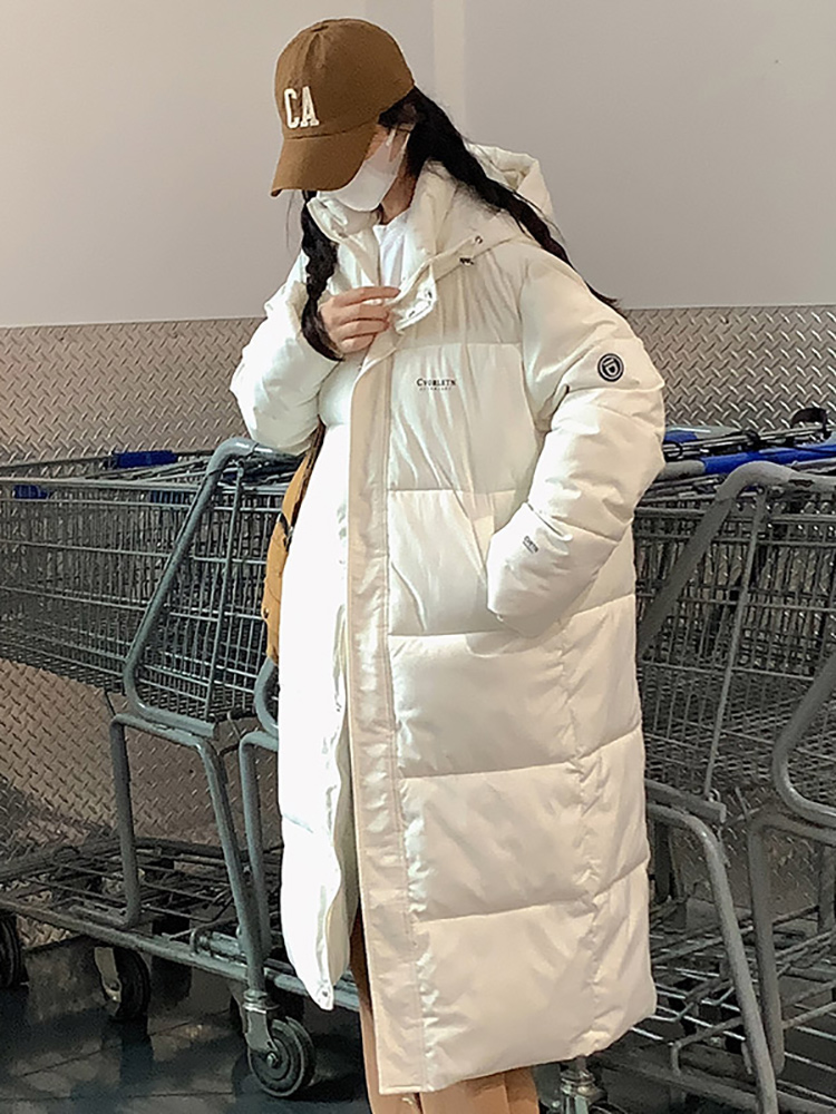Vielleicht-abrigo largo liso para mujer, parka informal con capucha, chaqueta acolchada con estilo, prendas de vestir exteriores para invierno, novedad