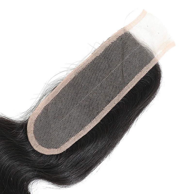 Cierre de encaje ondulado de 22 pulgadas, parte de encaje 2x6 prearrancada con pelo de bebé, cabello indio crudo, cabello tejido de Color Natural