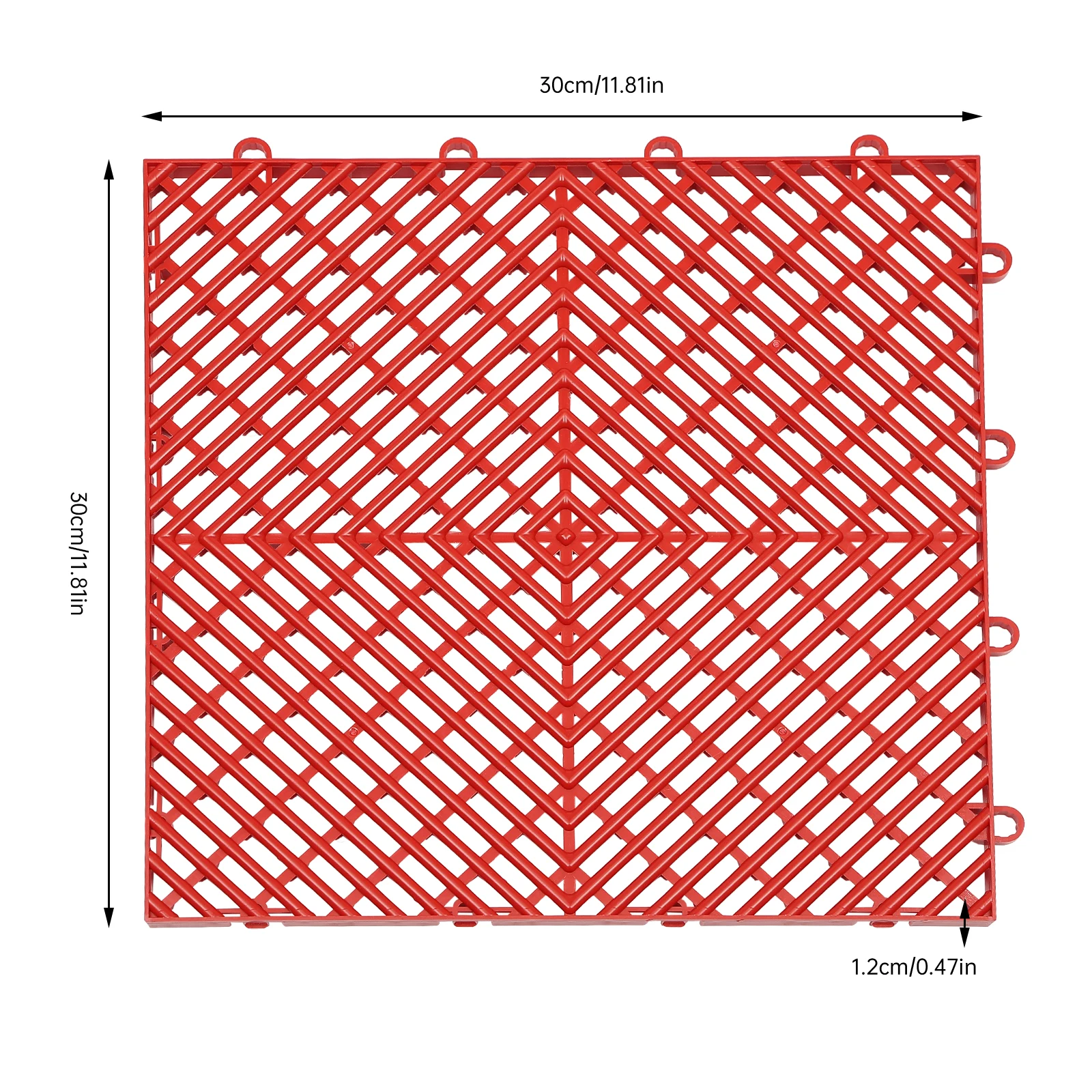 Tiles Interlocking 25PCS Red, Drainage Tiles 12x12x0.5 Inches, Deck Tiles Outdoor Floor Tiles, Outdoor Interlocking Tiles