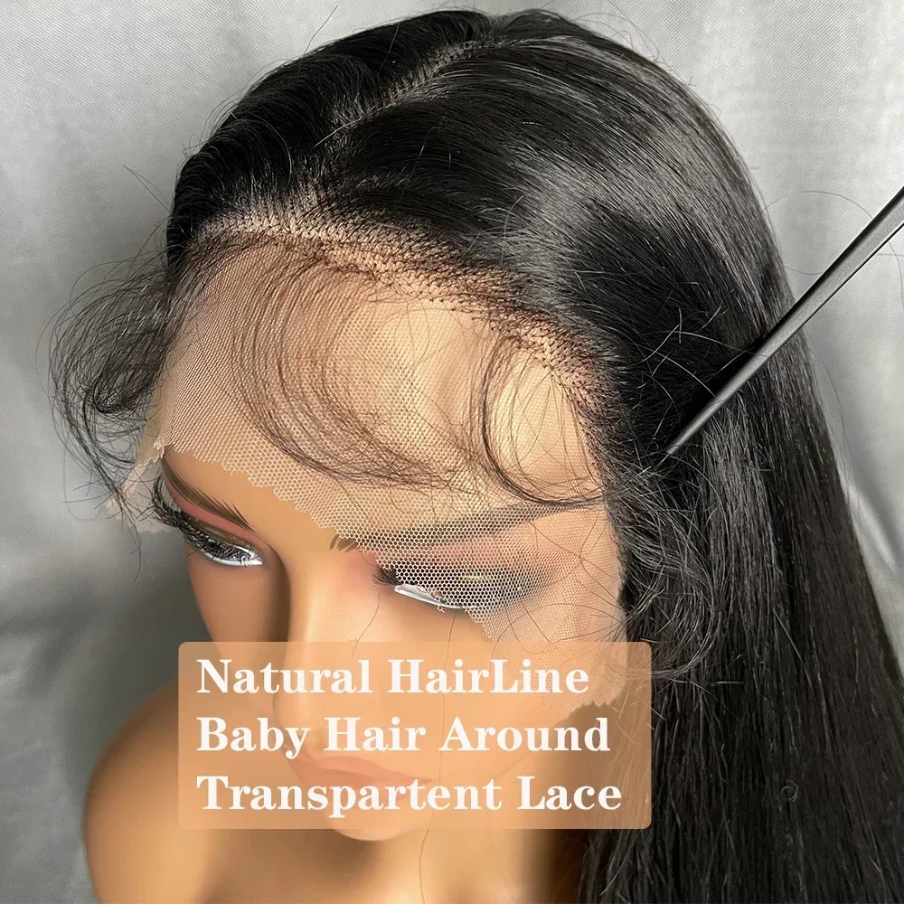 X-TRESS pelucas largas y rectas en capas, peluca de pelo sintético con parte Frontal de encaje 13x4 con pelo de bebé para mujer, color negro de 32 pulgadas